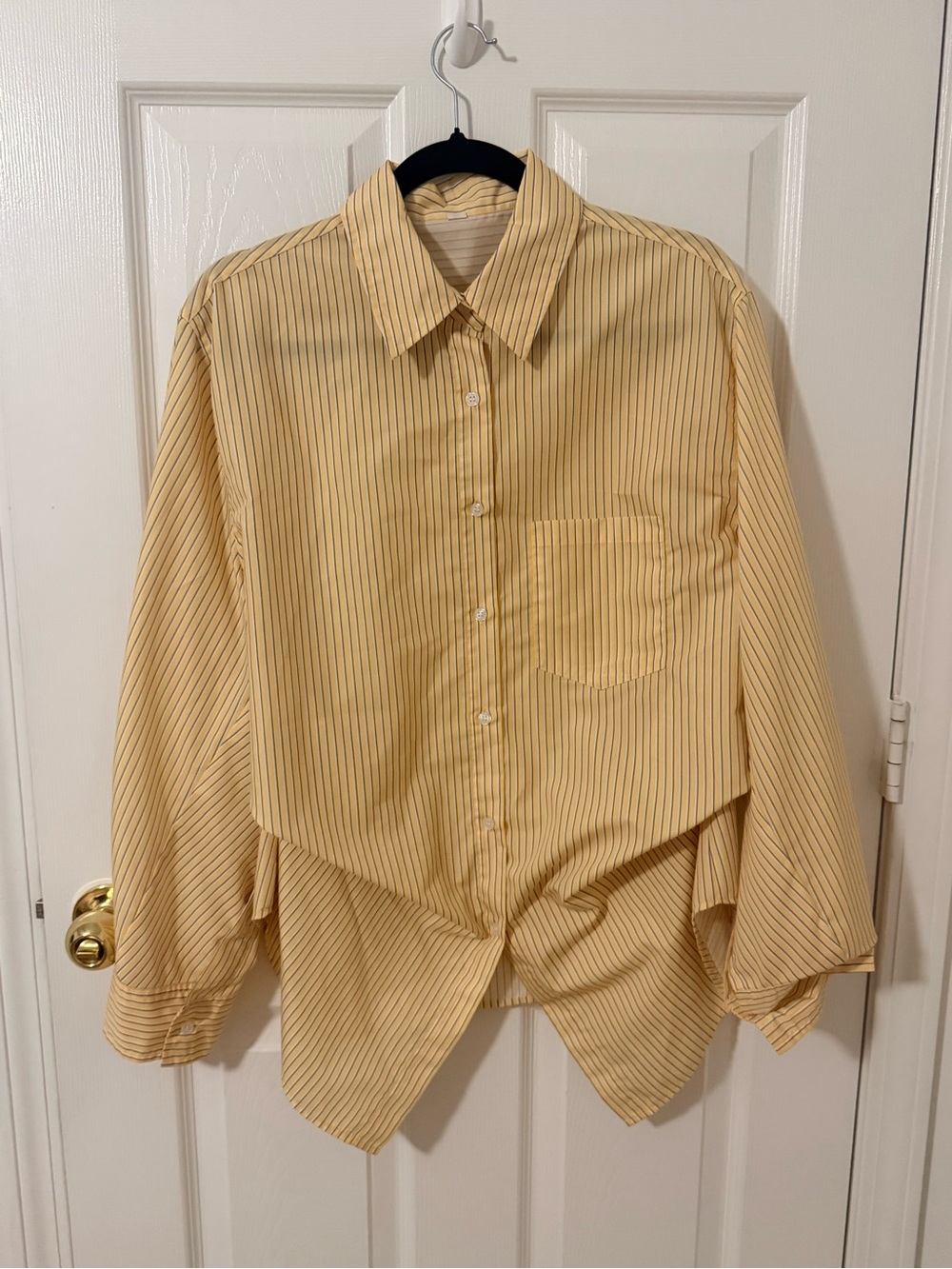 Men's Yellow Striped Button-Up Shirt